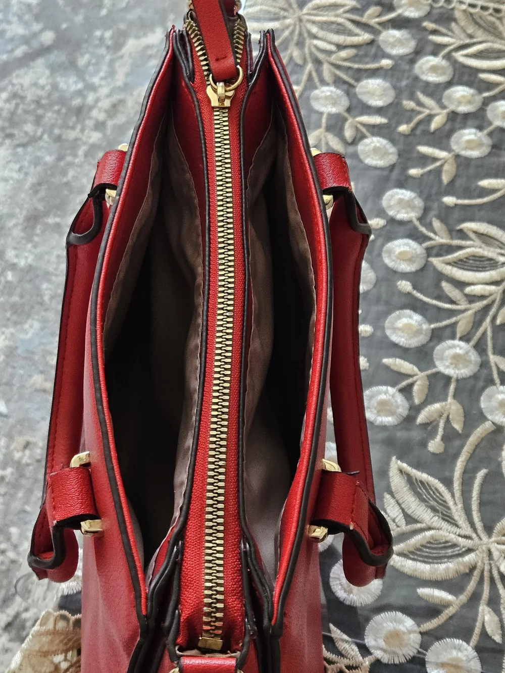Nine West Red Leather Satchel Bag